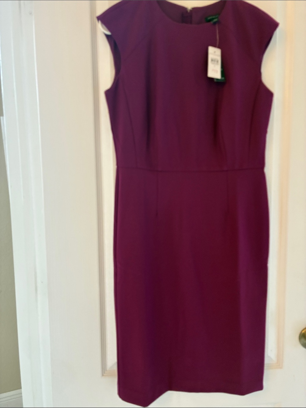 Ann Taylor Sleeveless Plum Sheath Dress